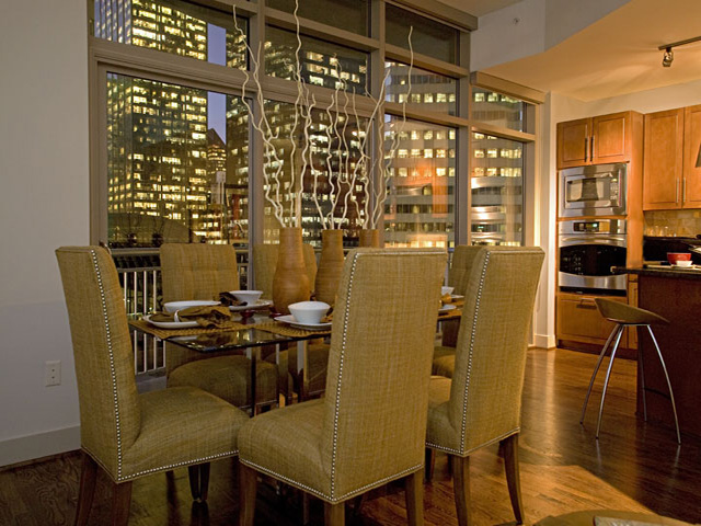 Night View of Houston From Kitchen Seating Area